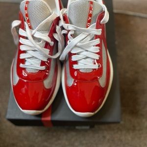 Red Prada leather sneakers size 10.5(U.S)